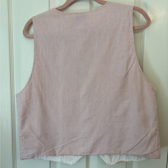 Solutions Cotton Lined Pink Embroderied Floral Retro Grandma Vest Women’s Large - Picture 5 of 10